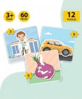 Fruits, Vegetables, Transport - 15 Puzzle Pcs Each, Set Of 4