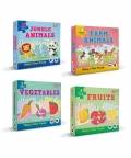 Jungle & Farm Animal, Fruit & Vegs-15 Puzzle Pcs Each,Set- 4