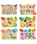 Puzzle Tray Set Of 6 - Knob And Peg Puzzle- 78 Pegs