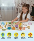 Jungle Animals Puzzle Tray - Knob And Peg Puzzle- 10 Pegs