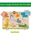 Jungle Animals Puzzle Tray - Knob And Peg Puzzle- 10 Pegs