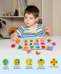 Shapes & Colours Puzzle Tray - Knob And Peg Puzzle- 12 Pegs