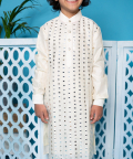 Ivory Cotton Silk Mirror Work Kurta With Churidar