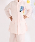 Achkan With Zebra Threadwork Embroidered Motif With Pyjama