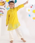Kurta With Embroidered Carnival Scene And Pyjama