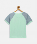 Aqua Sailboat Printed Round Neck Cotton T-Shirt