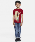Ladore Red Paint Your Dream Printed Round Neck Cotton T-shirt