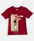 Ladore Red Paint Your Dream Printed Round Neck Cotton T-shirt