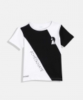 White and Black Embroidered Chess Cotton Half Sleeves Tshirt