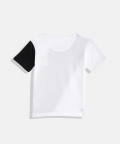 White and Black Embroidered Chess Cotton Half Sleeves Tshirt