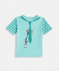 Ladore Sea Green Animal Tie Cotton Half Sleeves Tshirt
