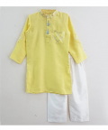 Lime Yellow Gota Work Kurta And White Pyjama