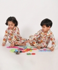 Lion And Mouse- White Unisex Nightsuit Set