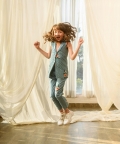 Dusty Teal Quilted Pant Suit Kids