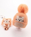 Orange Tiger Woolen Winter Cap with Muffler Set (3-10yrs)