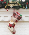 Cream Jute & Checks Style Santa & Tree Stockings