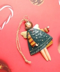 Green & Gold Standing Angel, Metal Christmas Tree Ornament
