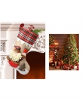 Cream Snowfall Jute & Checks Style Santa Stockings