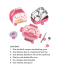 Pink Foxy Big Size Lunch Box, Lunch Bag,Spoon & Chopsticks