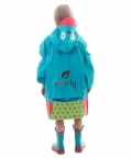Blue Polka Dots Owl Knee Length Raincoat For Kids