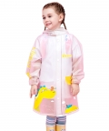 Yellow Dino Print Transluscent Raincoat For Kids