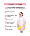 Yellow Dino Print Transluscent Raincoat For Kids