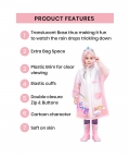 Pink Unicorn Print Transluscent Raincoat For Kids