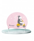 Silicone Kids Swimming Cap, Rider Hippo Print, Pink
