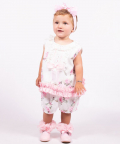 Pink & White Floral Shorts Set