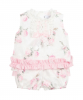Pink & White Floral Shorts Set