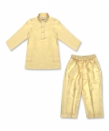 Golden leather applique kurta set