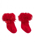 Girls Red Cotton Ruffle Socks