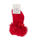 Girls Red Cotton Ruffle Socks