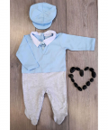 Baby Boys Blue & Grey Romper Set