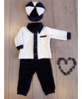 Baby Boys Navy Velvet Romper Set