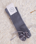 Grey Long Sequin Bow Socks