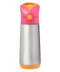b.box Insulated Straw Sipper Drink Water Bottle 500ml-Strawberry Shake PInk Orange