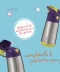 b.box Insulated Straw Sipper Drink Water Bottle 500ml-Strawberry Shake PInk Orange