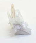 Girls Cotton Ankle Socks With Embroidery Lace And Satin Bow Detail