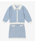 Girls Blue Knitted Skirt Set