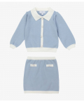 Girls Blue Knitted Skirt Set