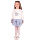 Girls Blue Knitted Jumper & Skirt Set