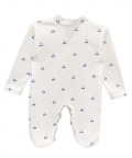Printed Front Opening Romper With Mittens