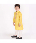 Yellow Knot Embroidered Kurta Churidaar