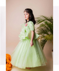 Green Sequins Ruffle Ghagra