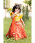 Orange Ikkat Ghagra Set