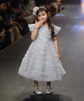 Ice Blue Ruffled Embellished Dress