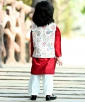 Jacket With Rusty Red Kurta And Pyjama