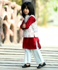 Jacket With Rusty Red Kurta And Pyjama