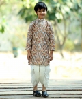 Stunning Embroidered Georgette Cream Kurta With Dhoti